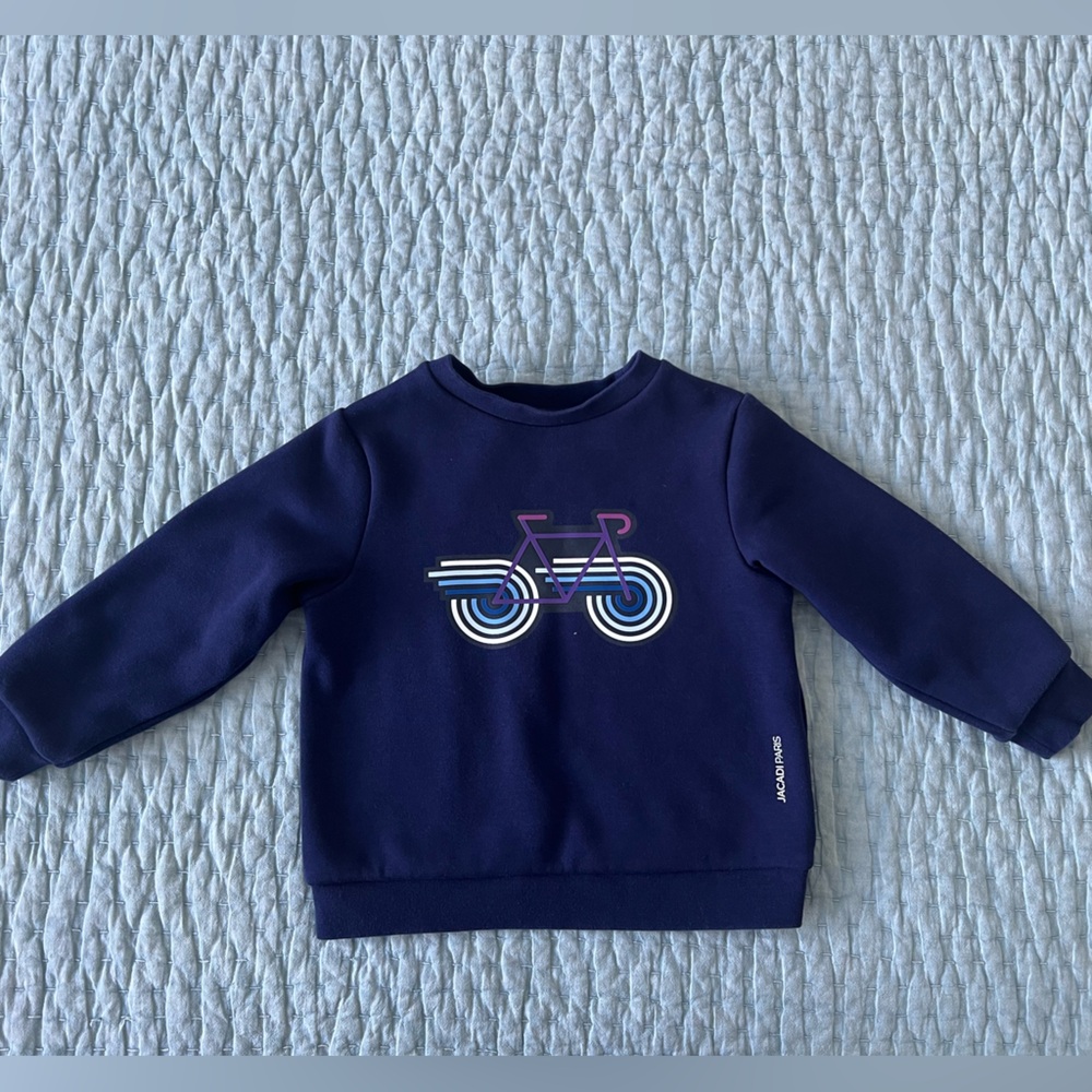 Jacadi -Navy Blue Fleece Sweatshirt with Graphic Design as new